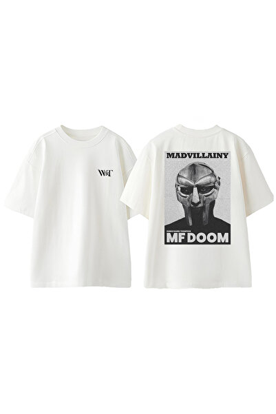 THEWERT Mf Doom 4 Design Back Printed Cotton White Oversize T-Shirt