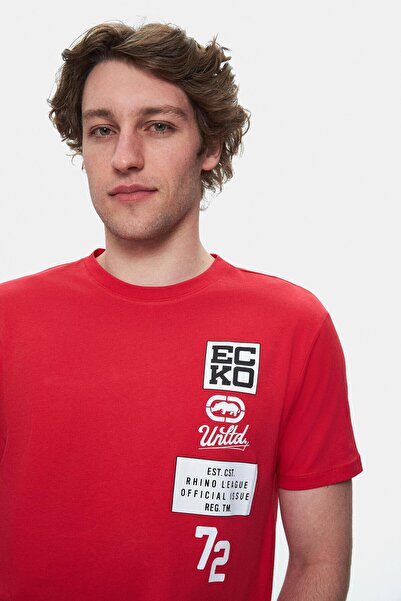 Eckō Unltd. Tomlinson Red Crew Neck Printed Standard Fit Men's Tshirt