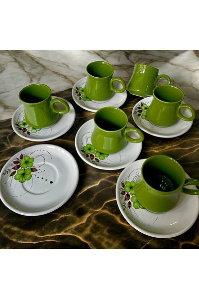 Arsim Home 12 Pieces of 6-Person Green Cup Set