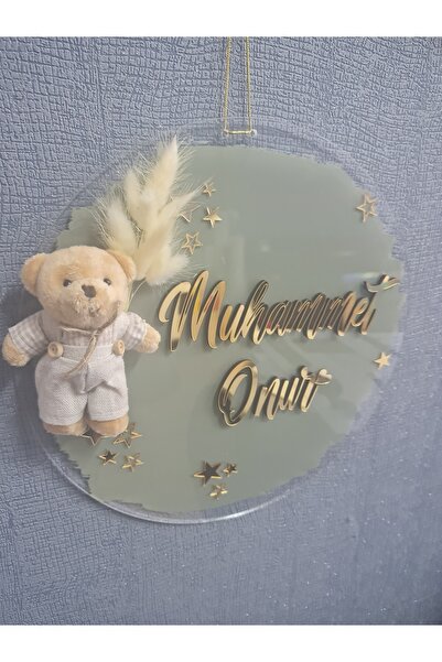 buketiket Dekoratif Yeşil Boyalı Pleksi Ayıcıklı Hastane Bebek Çocuk Odası Ka...