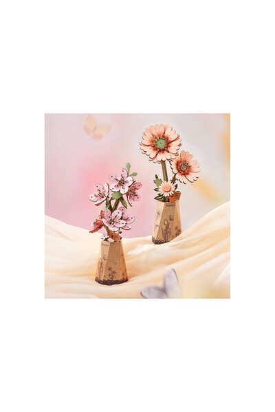 ROWOOD 3D Puzzle Light Orange Gerbera Flower, Wood, RoLife, 132 pieces