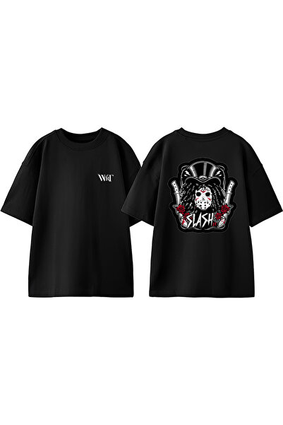 THEWERT Slasher Rock Star Design Tricou Oversize Negru din Bumbac cu Imprimar...