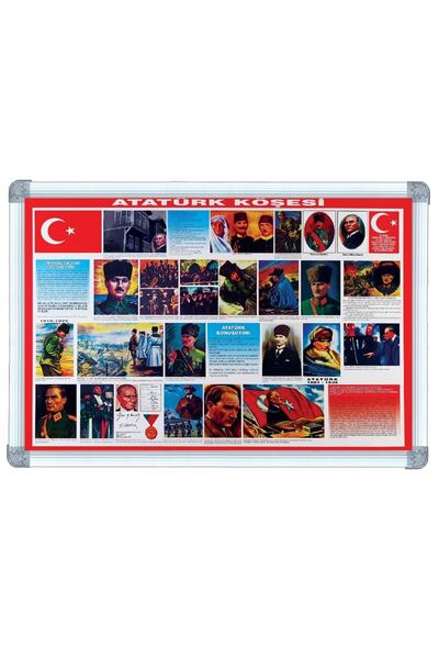 ABCPANO Atatürk Köşesi, Sınıf Atatürk köşesi Panosu Alüminyum Çerçeve 70x100 cm
