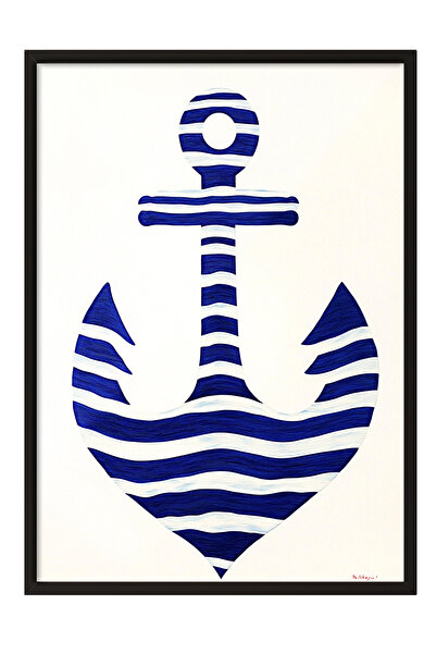 Zestia Tablou cu ramă neagră, Ilustrație Ancora, Poster decorativ pentru baie...