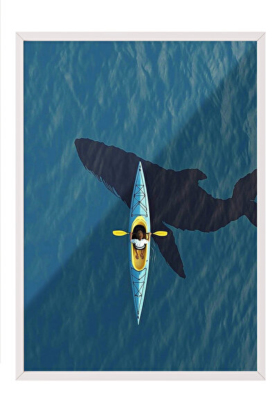 Zestia Πίνακας με λευκό πλαίσιο, Άτομο που κωπηλάει στο καγιάκ, Διακοσμητική ...