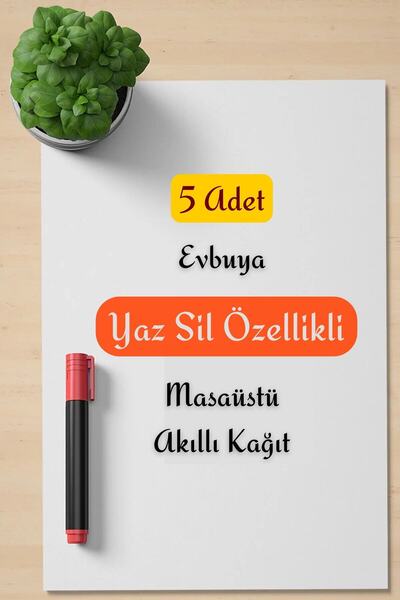 HALL BREATHE Yazılıp Silinebilir A4 5'li Set, Çevre Dostu, Masaüstü, Pratik N...