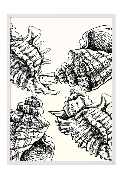 Zestia Pictură înrămată albă, Desen abstract alb-negru, Poster decorativ pent...