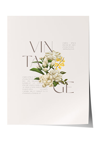 Zestia Poster fără ramă, Floare Albă Minimalistă, Poster decorativ pentru bir...