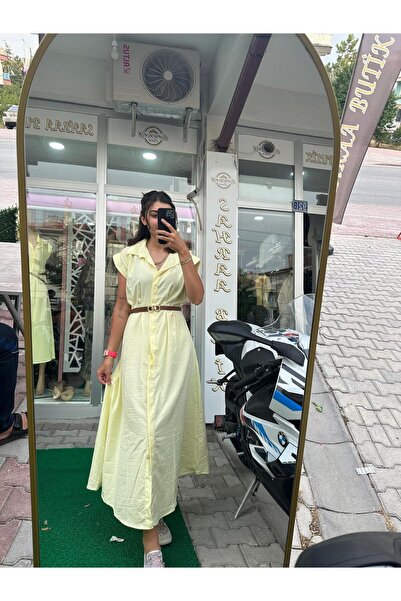 Pocket ELBİSE SARI İNCE KUMAŞ