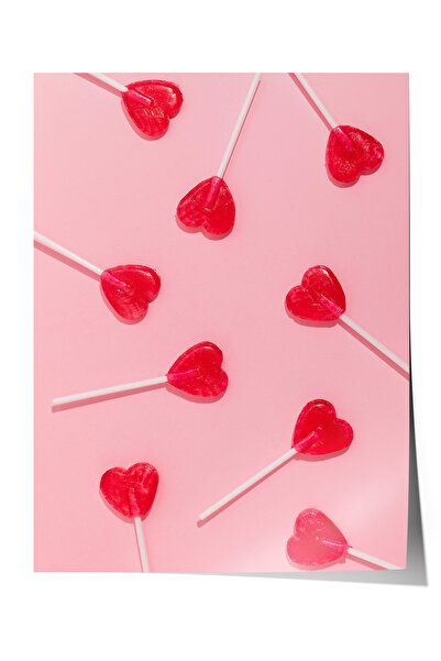 Zestia Αφίσα χωρίς πλαίσιο, Καραμέλες Καρδιάς σε Ροζ Φόντο, Αφίσα Διακόσμησης...