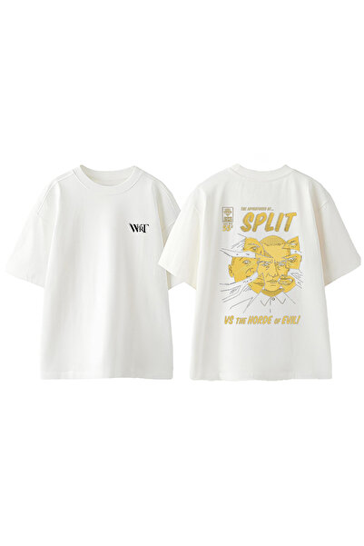 THEWERT Μπλουζάκι με σχέδιο Spilled Eye με στάμπα από βαμβακερό λευκό oversize