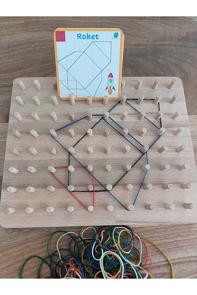 Moccotoys Geoboard - Jumbo Montessori Educational Card Rubber Shapes Geometry Game (10X8)