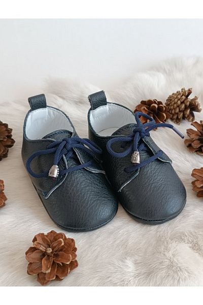 Hodore Alfa Navy Blue Genuine Leather Baby Loafer Shoes