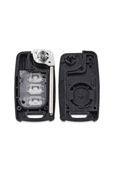 TECHSTAR Carcasă cheie auto cu clapă și 3 butoane compatibilă cu SsangYong Korando C200 – lamă TOY48