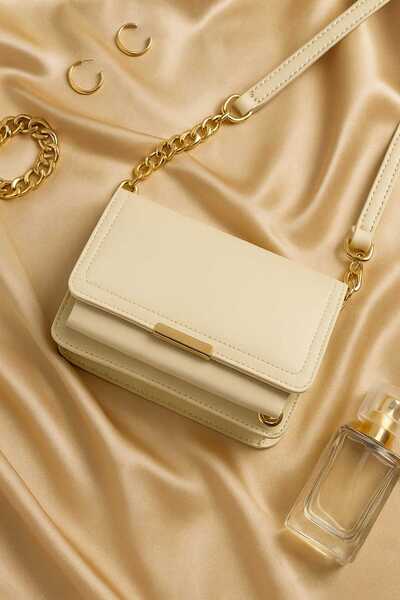 süter Kadın Krem Cüzdanlı El Omuz Çantası