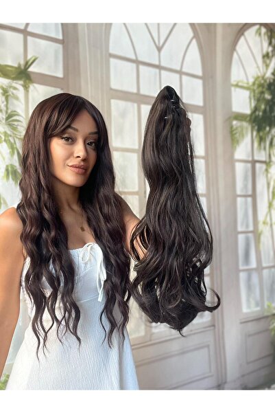 Suzan Peruk Gerçek saç dokusunda At kuyruğu Postiş Mandallı Tokalı Saç eklentisi