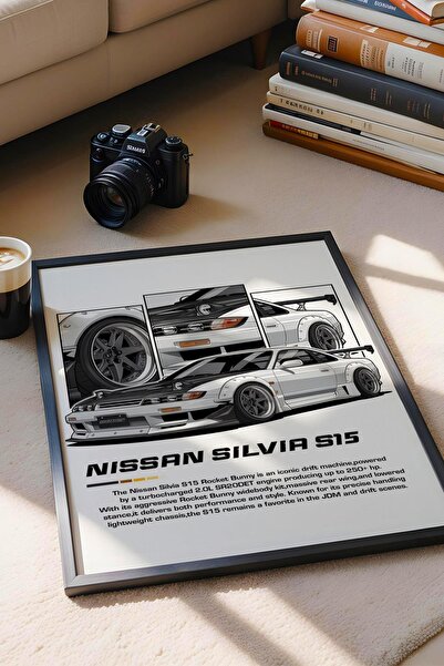 Saturn Nissan Silvia S15 Çerçeveli Tablo - Nissan Car Poster