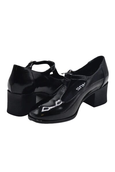 Venüs 2512705K Women's Leather Heeled Shoes - Black Patent Leather - 36
