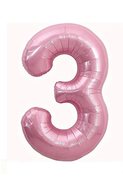 Bunloon 3 Rakam Pembe Renk 34 İnç Dev Folyo Balon | 76 cm