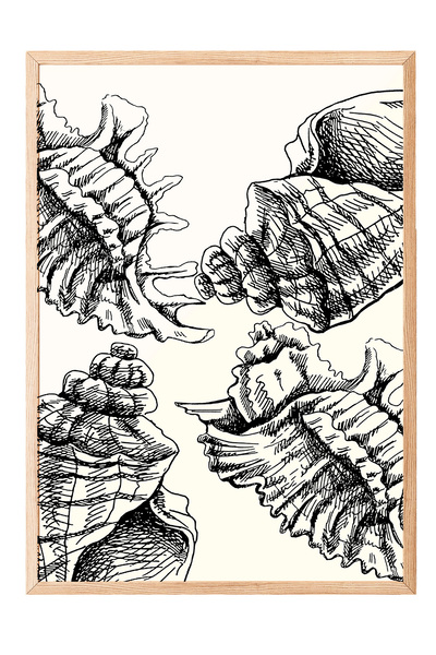 Zestia Tablou cu ramă din lemn, desen abstract alb-negru, poster decorativ pe...