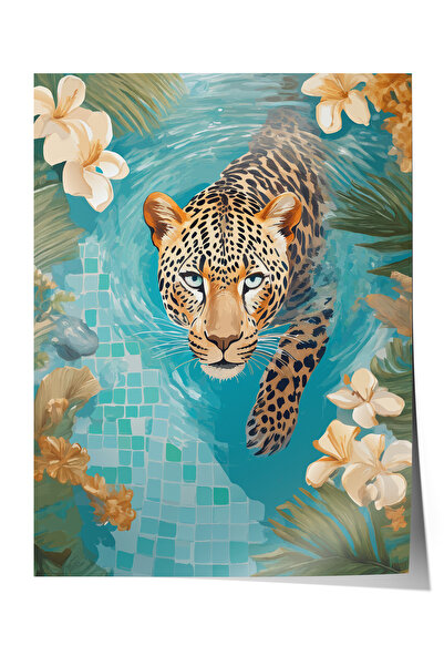 Zestia Αφίσα χωρίς πλαίσιο, Λεοπάρδαλη στο νερό - Τολμηρή Τέχνη, Αφίσα διακόσ...
