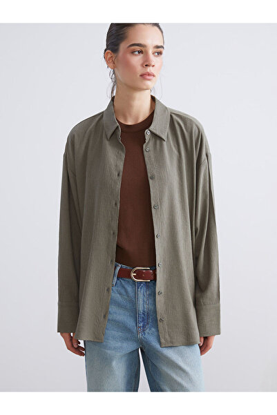LC Waikiki Green Textured Oversize Women's Shirt