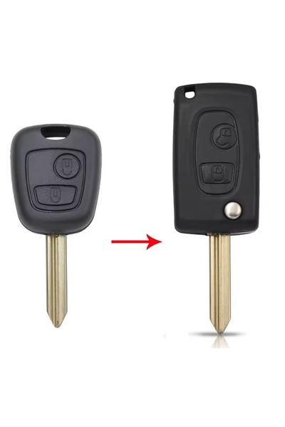 TECHSTAR Carcasă cheie auto cu rabat, 2 butoane, upgrade cu lamă SX9 pentru Citroen Saxo, Xsara, Picasso, Berlingo