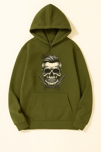 CLASSY.MODA “Hooded Skull Printed 3 Thread Unisex Oversize Sweatshirt”