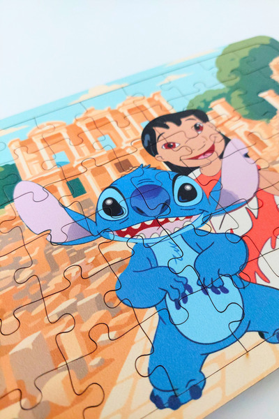 caps office 54 Pieces Educational Wooden Puzzle & Jigsaw Puzzle Lilo & Stitch Characters in Ancient City of Ephesus, Izmir
