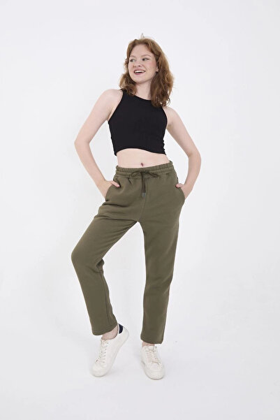 MODA Unisex Three Thread Basic Tracksuit Trousers - Khaki