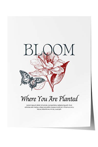 Zestia Αφίσα χωρίς πλαίσιο, Σχέδιο λουλουδιών με γραφή Bloom, Αφίσα διακόσμησ...