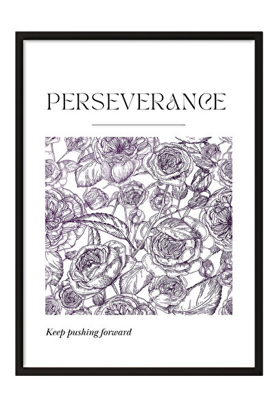 Zestia Tablou înrămat negru, Desen cu flori de perseverență, Poster decorativ...
