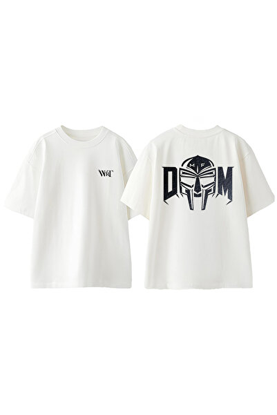 THEWERT Mf Doom 3 Design Back Printed Cotton White Oversize T-Shirt