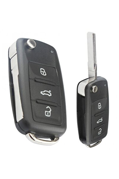 TECHSTAR Carcasă cheie auto cu 3 butoane pentru Volkswagen - model pliabil, c...
