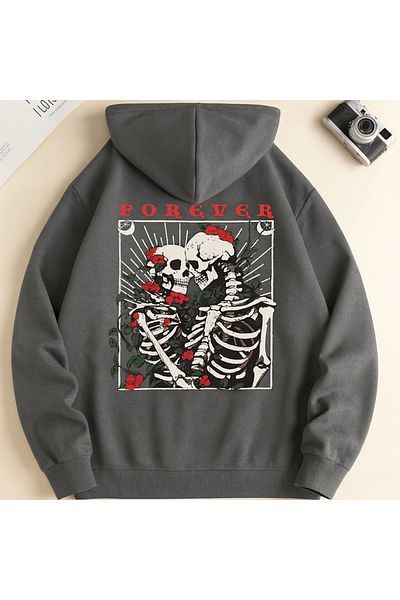 CLASSY.MODA “Unisex 3 Thread Fabric Forever Printed Hooded Sweatshirt”