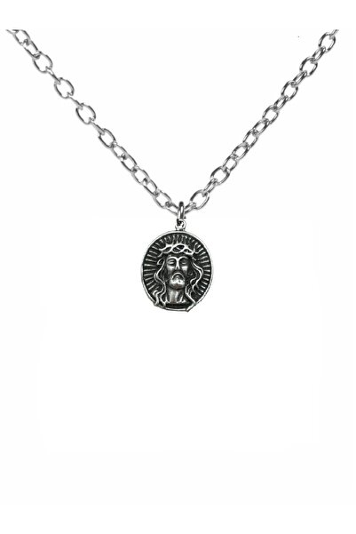 Herşey Nota Figured Antique Locket Design Unisex Necklace – 60 cm Chain, Metal Religious and Vintage Jewelry