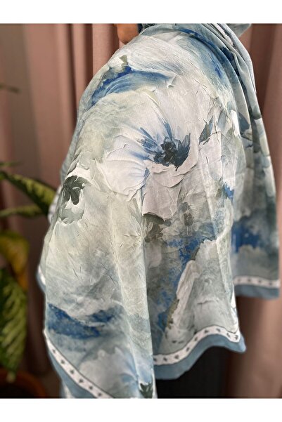 MODA Minelscarf Greenhouse Pattern Blue Cashmere Shawl