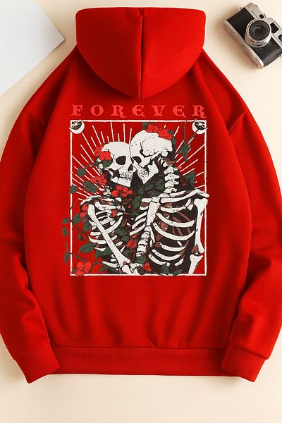 CLASSY.MODA “Unisex 3 Thread Fabric Forever Printed Hooded Sweatshirt”