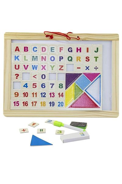 Generic Double-sided educational blackboard for chalk and white magnetic writing with pen and chalk
