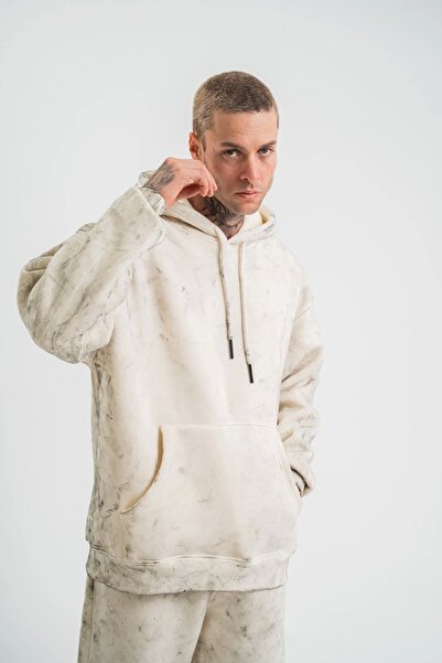 RAWEA FASHİON Hanorac lavabil cu glugă supradimensionat unisex - crem