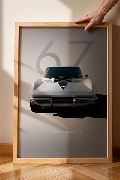 Saturn 1967 Corvette Stingray 427 Tablou cu cadru - Poster de mașină ediție specială