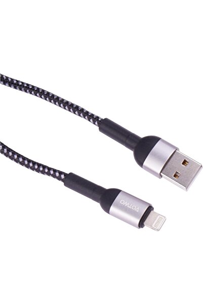 VOTWO كابل USB من القماش 12 واط CB-15 من آيفون، أسود