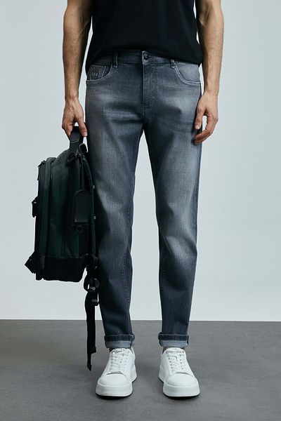 Kocamanlar Ayakkabı Lufian 111200208 Alfıdo Smart Jean Men's Trousers Slim Fit Men's Jeans Trousers Gray