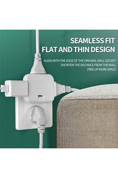 TECHSTAR ® Adaptor triplu TS-A3 pentru priză cu rotire la 180°, 250V, 10A, compatibil UE/SUA,