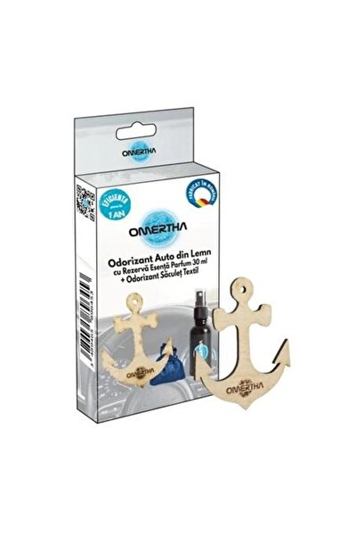 Omertha Odorizant auto OME76, design ancoră, din lemn, recipient de 30 ml, esență de parfum Invic