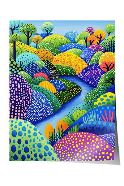 Zestia Poster fără ramă, Dealuri în culori vii, Poster decorativ pentru birou...