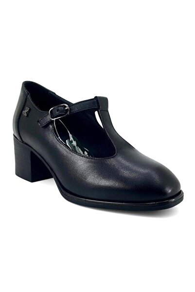 Venüs 2512705K Women's Leather Heeled Shoes - Black - 36
