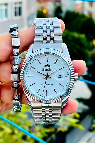 Bentini Original 2 Years Warranty Steel Men's Wrist Watch and Bracelet