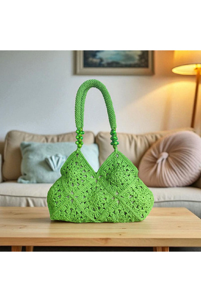 Altınergiyim KAĞIT İP İLE ÖRÜLMÜŞ MOTİFLİ BULMACA ÇANTA