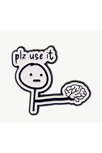 LİLİBETH BİJOU Lilibeth Bijou "Plz Use It" Beyin Temalı Eğlenceli Rozet